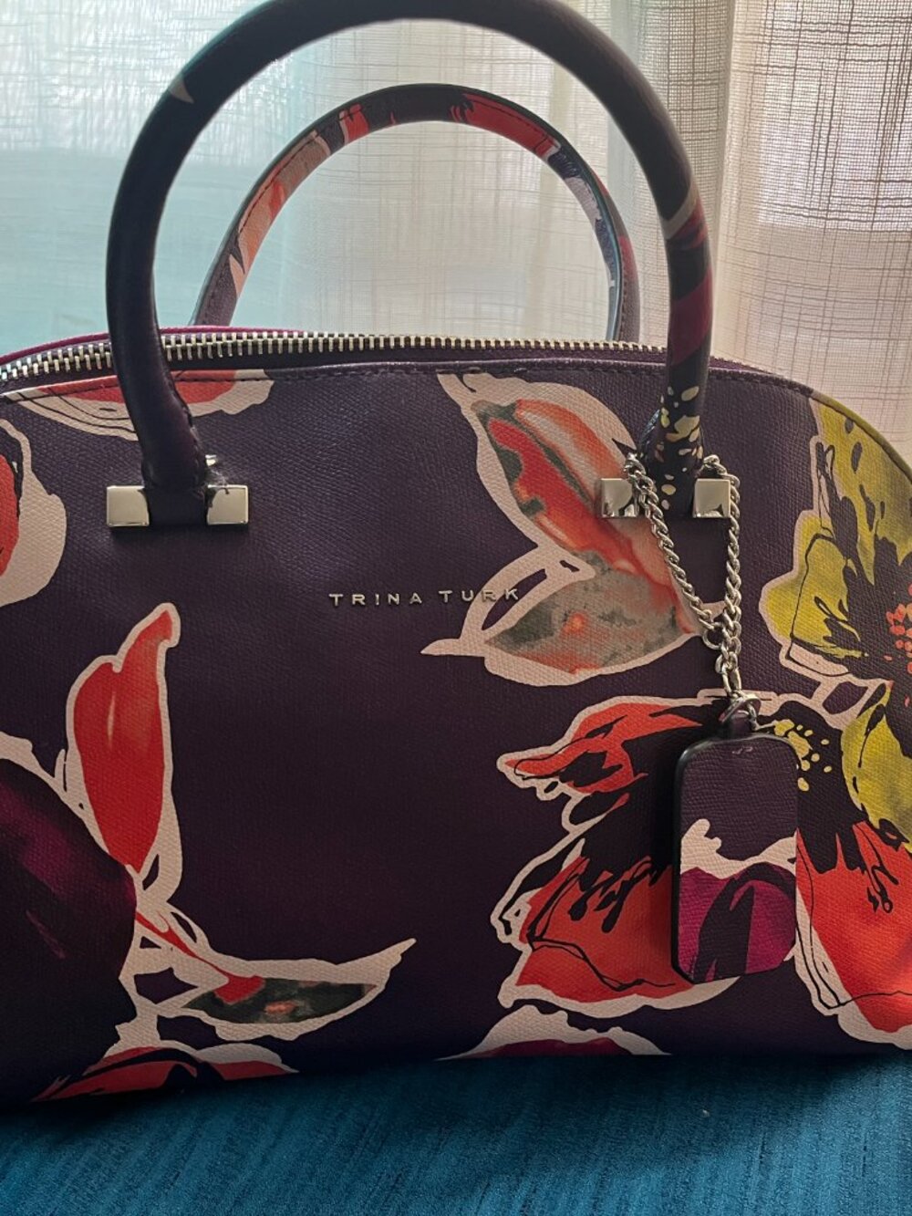 NEW Trina Turk Floral Satchel - Purple/Pink